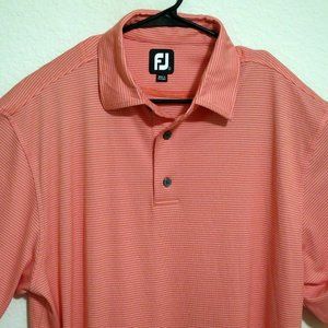 FootJoy Mens Short Sleeve Golf Polo Shirt Size Large Orange Stripes